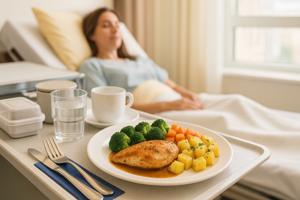 Speisenverteilsystem Tablett in Spitälern